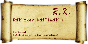 Röcker Kálmán névjegykártya